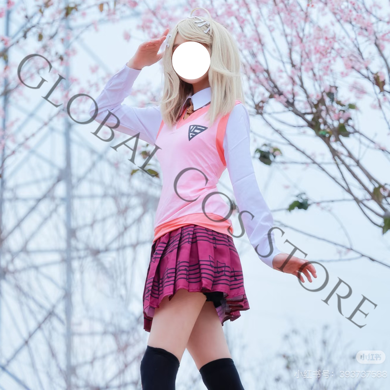 Cosplay Wig Colored - Kaede Akamatsu Pink JK Uniform Cosplay-Kostüm-Set