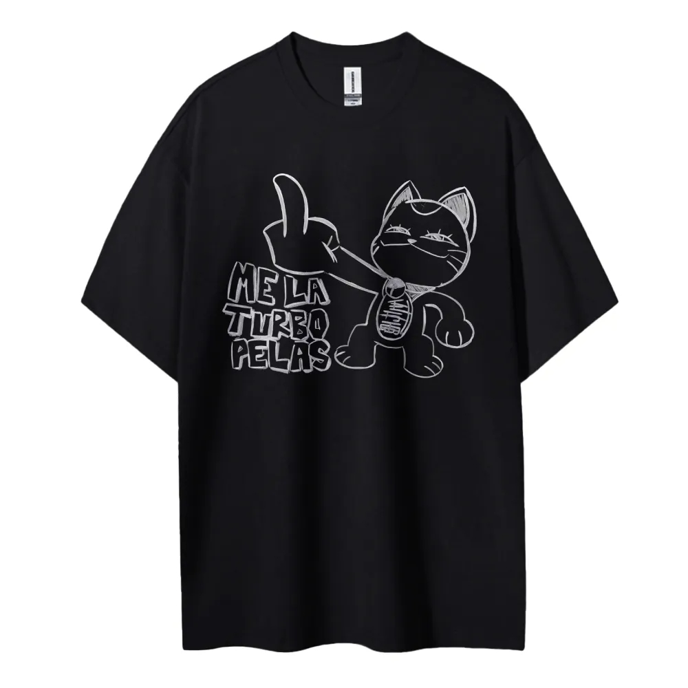Anime Merchandise Store Japan - Dandadan T-Shirt Anime Katze Mittelfinger Geste